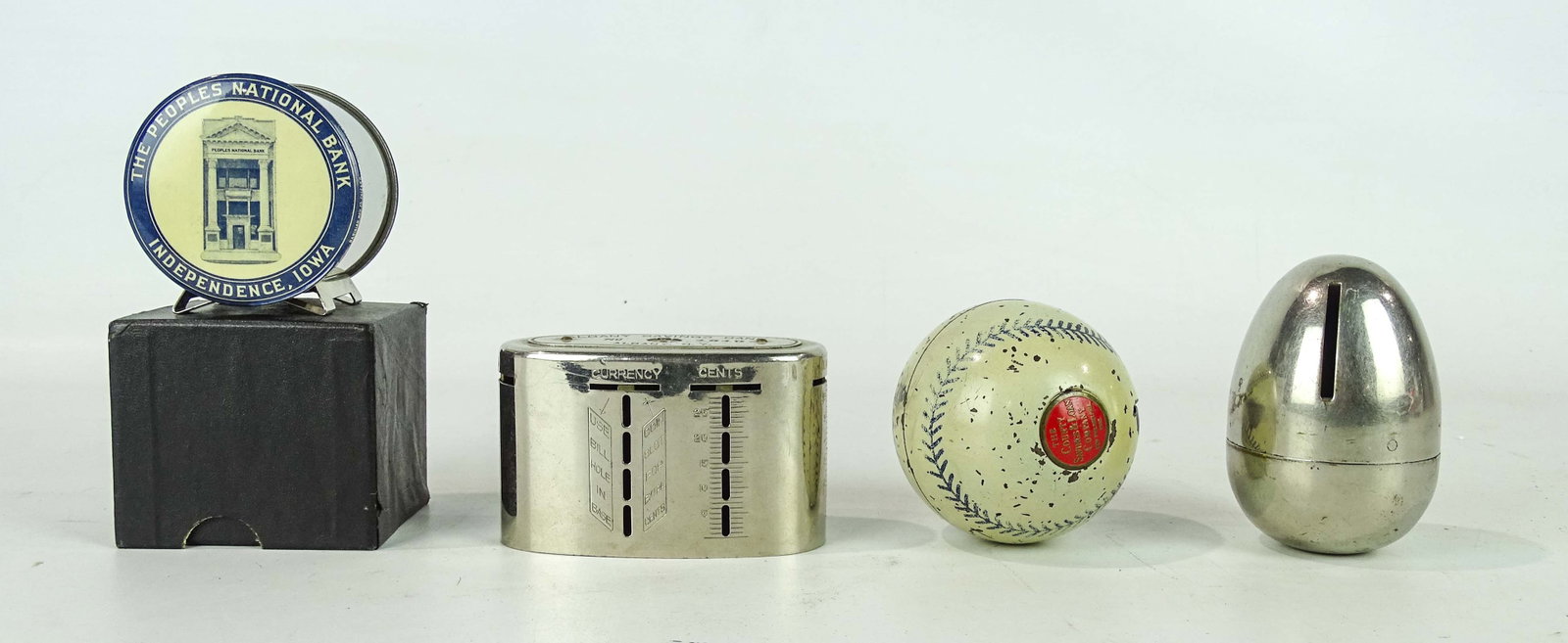 Bank Lot: Lot (4) vintage banks including Baseball.