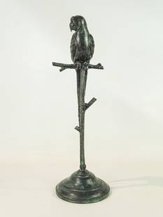 Bronze Parrot Sculpture: Bronze Parrot sculpture. 22 1/2" Ht..