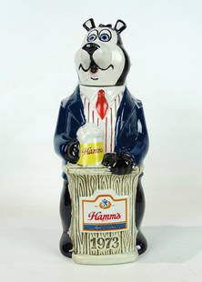 Hamms Beer Advertising: 1973 Hamm's Beer advertising ceramic bottle. 11 1/2" Ht..