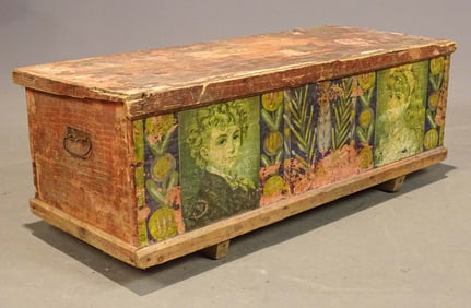 19th c. Painted Trunk
