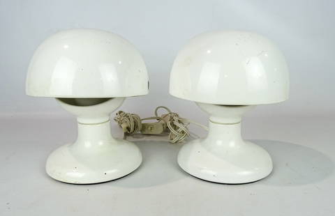 Pair Atelier International MCM Desk Lamps: Pair of Atelier International MCM desk lamps. 9" Ht.. Jucker lamps by Alfred and Tobia Scarpa for Flos, Italy, 1963.