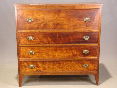 Hepplewhite Chest of Drawers: 19th c. Hepplewhite New England chest of drawers. 47" W., 21" D., 46 1/2" Ht..