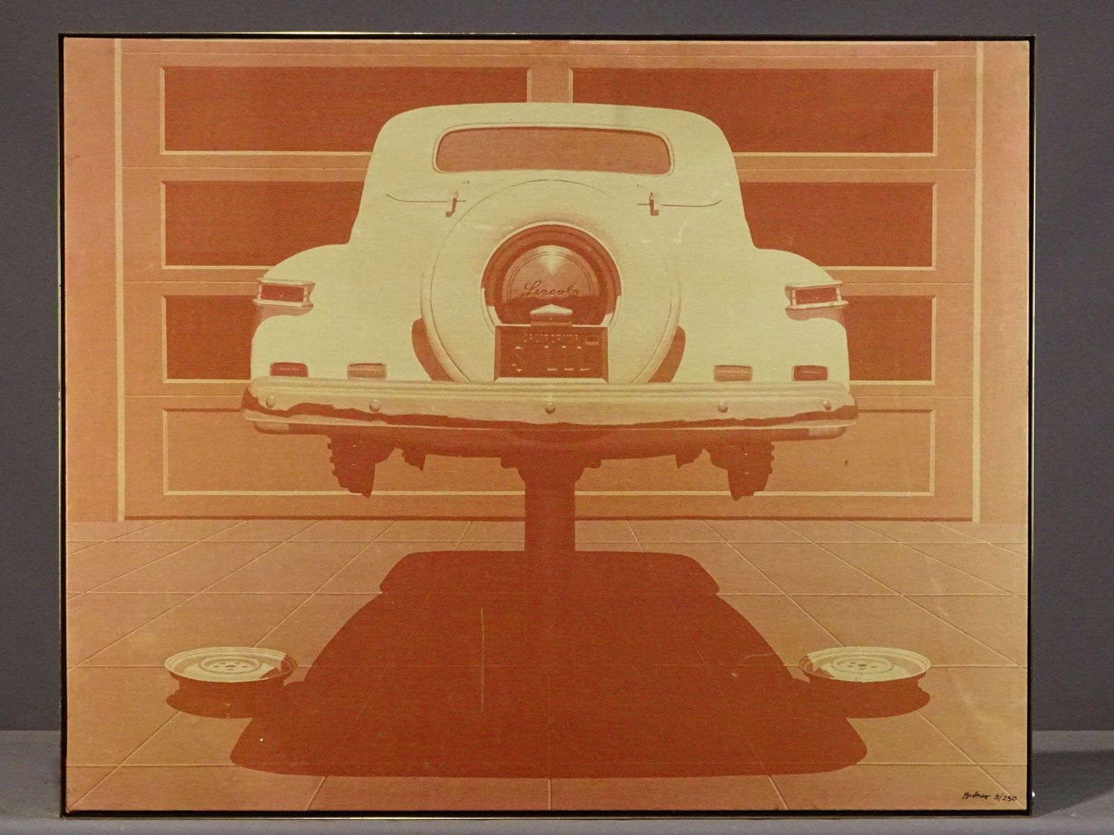 Automotive Print: Automotive print signed and numbered Robert Bidner 8/250. Overall 38" x 47".