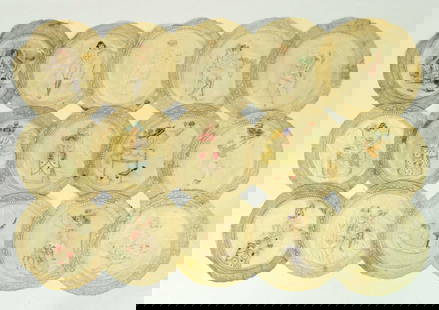 Risque Doilies: Lot of early Risque doilies. Some faint. 7" D..