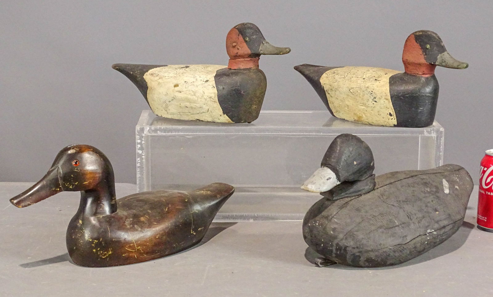 Decoy Lot: Lot (4) carved wooden decoys. Longest 13" L..