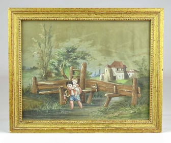 Painting: Children Crossing Stream