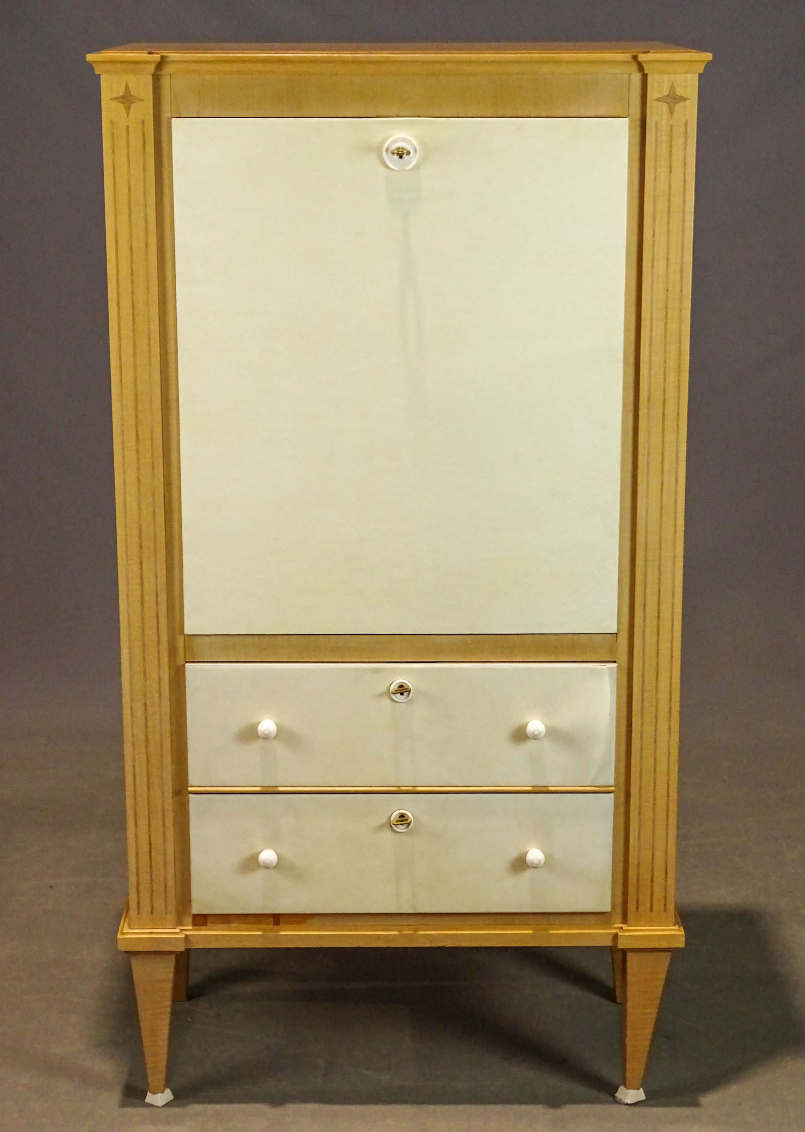 Original French Occupation (WW ll) Desk: Original French Occupation (WW ll) drop front desk. 29" x 15" x 53" Ht.. As found.