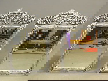 Pair Decorative Metal Cast Mirrors