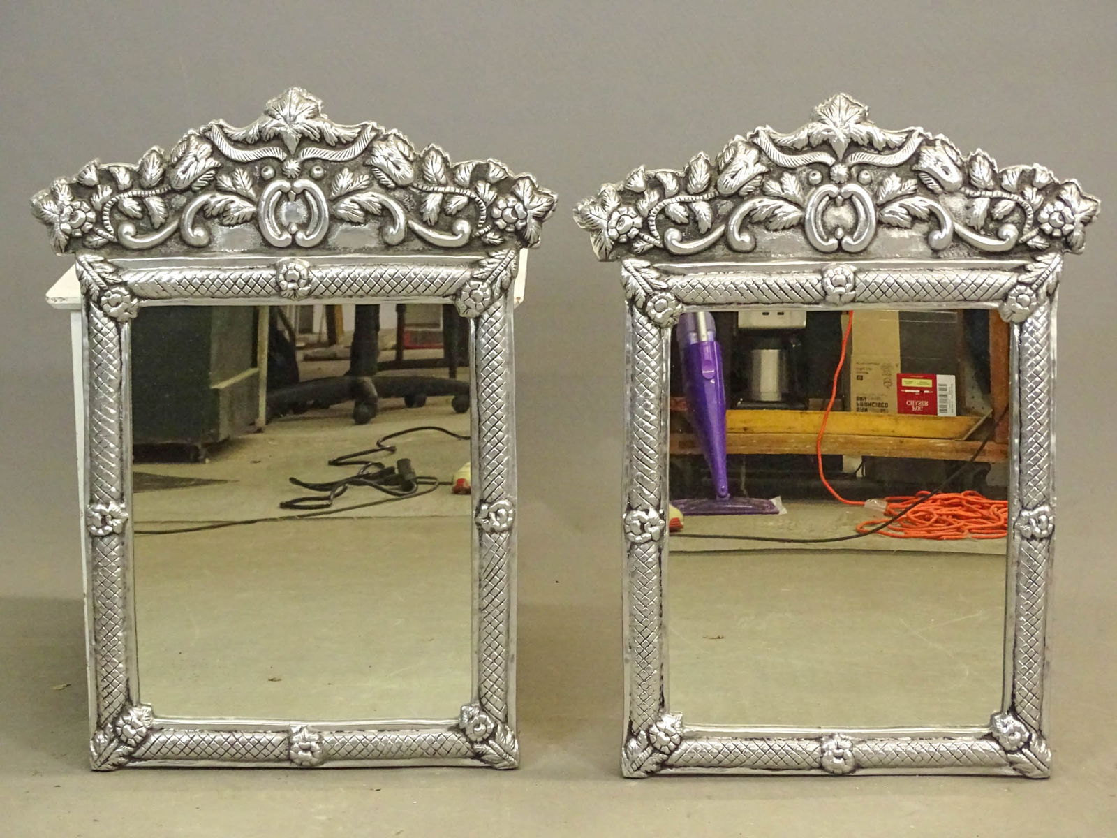 Pair Decorative Metal Cast Mirrors (1 of 6)