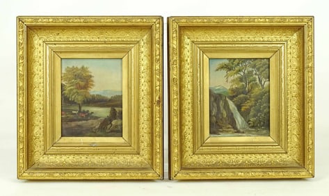 Pair 19th c. River Landscape Paintings