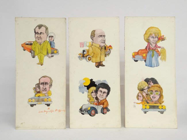 Richard Smith Illustrations: Lot three original illustrations for The Saturday Evening Post by Richard Smith. Each has label with more info verso. 20" x 9" each.