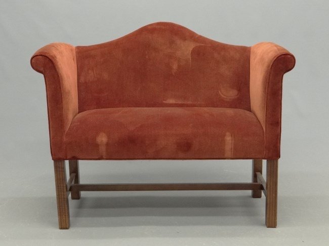 Window Settee: Upholstered camelback window settee. 42" W.