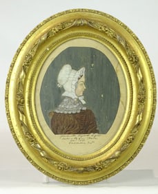 19th c. Oval Watercolor Portrait