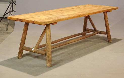 Adirondack Table: Adirondack farm table. 8' x 29 3/4", 29 1/2" Ht.