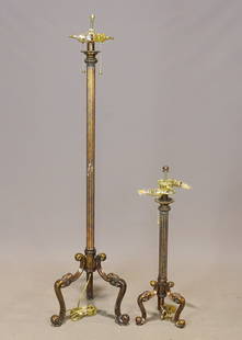 Pair of Lamps: Matched pair of floor and table lamps. Floor 54" Ht., table 29" Ht.