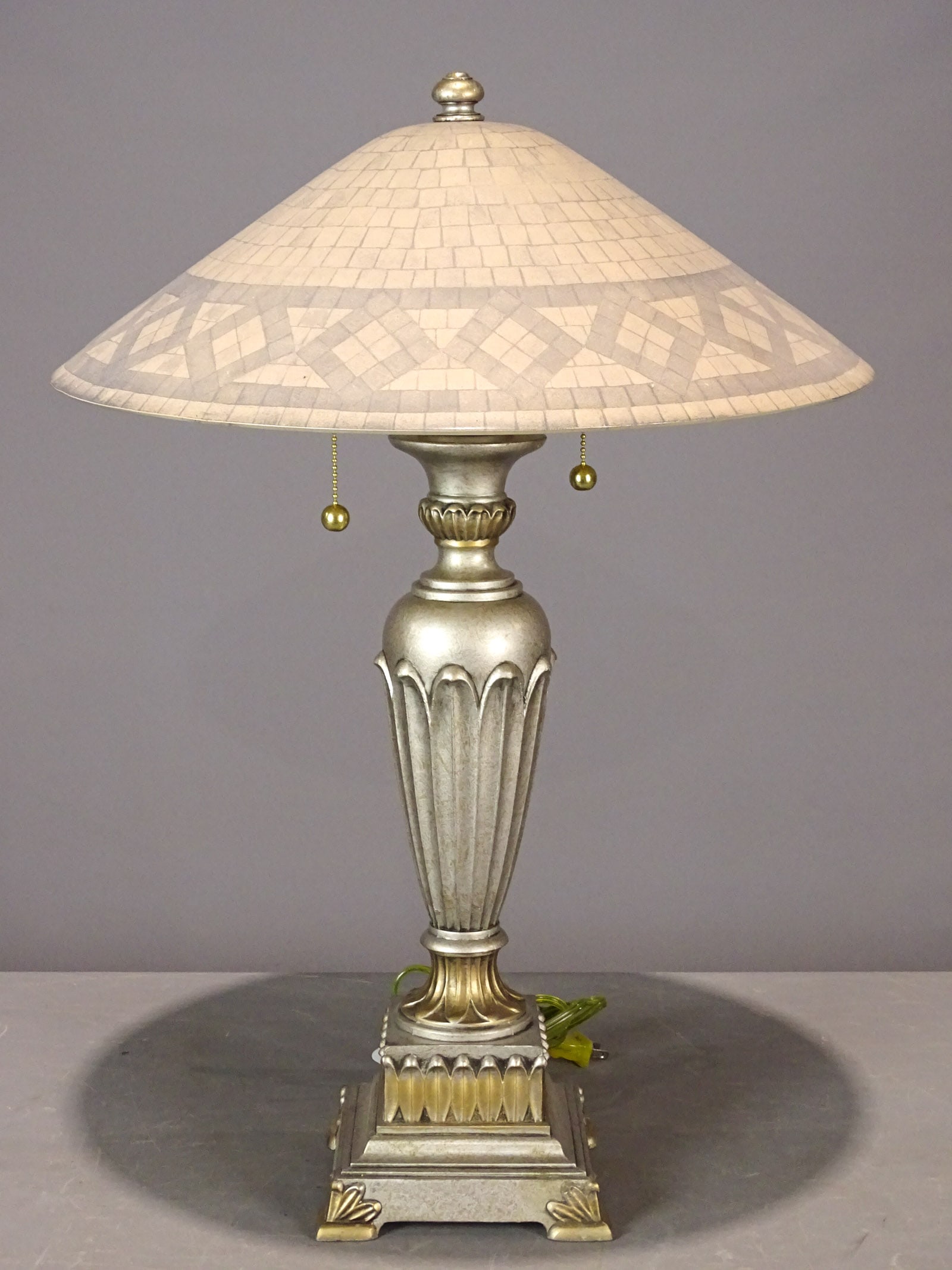 Table Lamp: Table lamp with glass shade, 25" Ht.