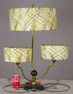 Mid-Century Table Lamp: Mid-century modern three-arm table lamp. 31" Ht.