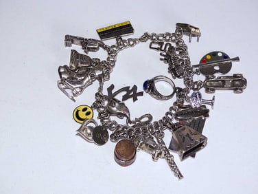Jewelry: 1970's Sterling Silver Charm Bracelet