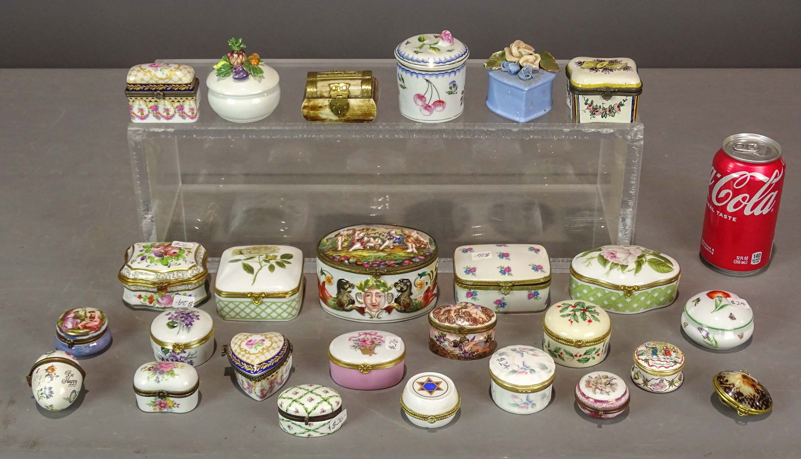 Collection of Small Boxes: (26) Collection of Pill boxes, covered boxes. Including Lenox, Limoges, Aynsley, and more