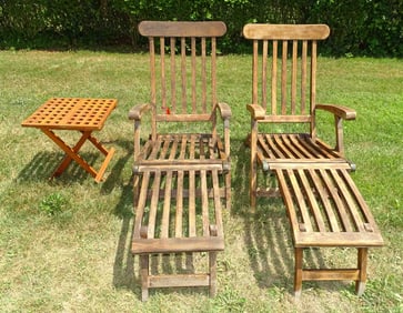Pair Teak Lounge Chairs
