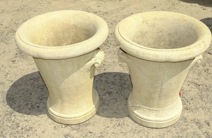 Pair of Poured Stone Urns