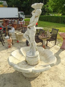 Large Poured Stone Garden Fountain