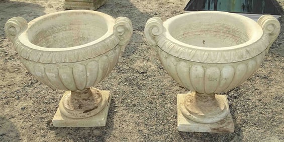Pair of Neo-Classical Poured Stone Urns