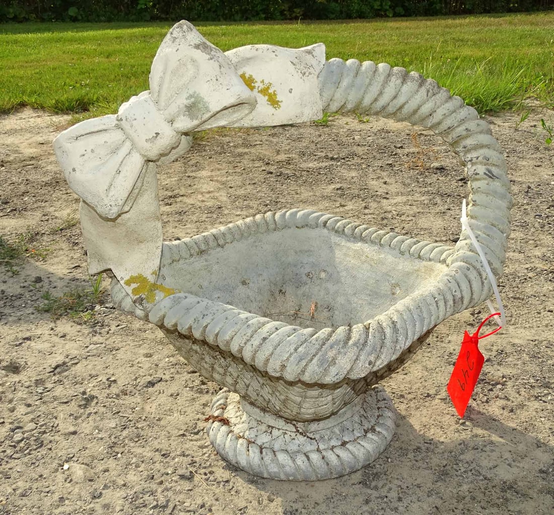 Poured Stone Basket Planter (1 of 4)