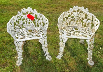 Pair Wrought Iron Garden Chairs