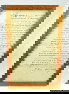 Gilbert Livingston Signed Document: Gilbert Livingston signed document. Dated 1793. Overall in frame 14" x 9". Dutchess County History.