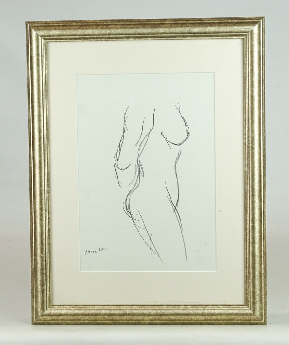 Ayton (20th Century): Ayton (20th Century), nude study, signed and dated 2007. Overall in frame 18" x 14".