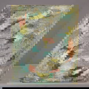 Abstract Painting: Abstract oil on canvas painting, signed verso "Alice". Unframed 24" x 20"