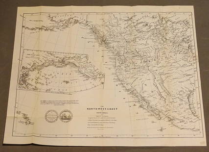 Burr Map of Northwest U.S. Coast 1840: The North West Coast of North America. David Burr, 1840. Antique map of western United States including territories of California and Oregon. Folds as issued.