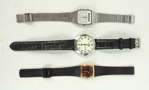 Wrist Watches: Lot (3) wrist watches including: Skagen (Denmark Steel), Seiko Quartz alarm chronograph, Lorus Lumibrite.