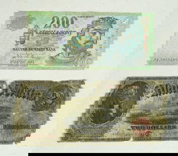 1917 $2.00 Bill: 1917 $2.00 bill (as is), with a $200 Budapest $200 bill.