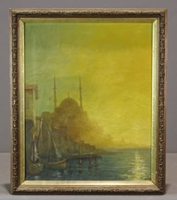Painting: 19th c. Harborscape