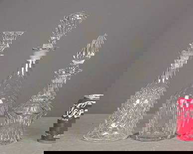 Glass Container Lot: (3) Glass decanters. Tallest 14" Ht.