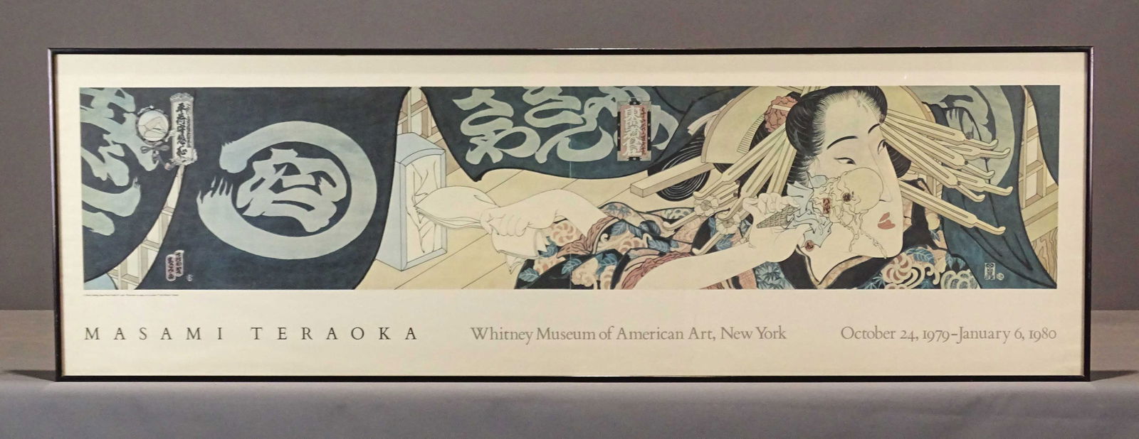 Museum Poster: Museum poster, 1979-1980 Whitney Museum "Masami Teraoka". Frame 18" x 56 1/4"