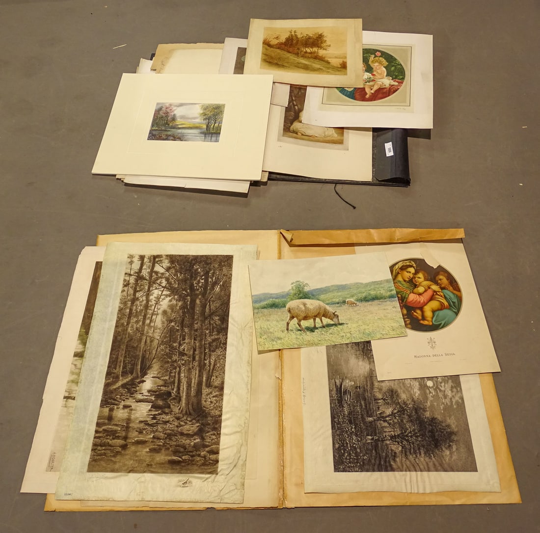 Artwork Lot: Large loose artwork lot / archive including Continental and American prints.