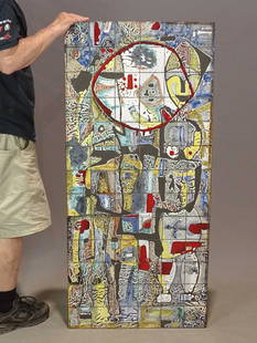 Tile Artwork: Tile artwork. Signed indistinctly. 51" x 23 1/2".