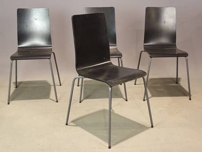 Modern Design Stacking Chairs: Set of (4) Modern Design stacking chairs. 19" seat ht., 35" overall Ht..