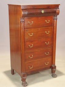 19th c. Mahogany Carved Chest of Drawers