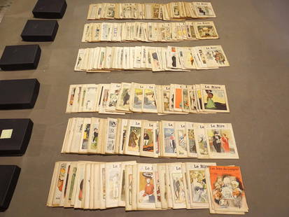Le Rire Magazines: Lot (12) storage boxes, (11) "Le Rire" and "Fantasio" magazines, Le Rire assorted issues from 1894-1933.