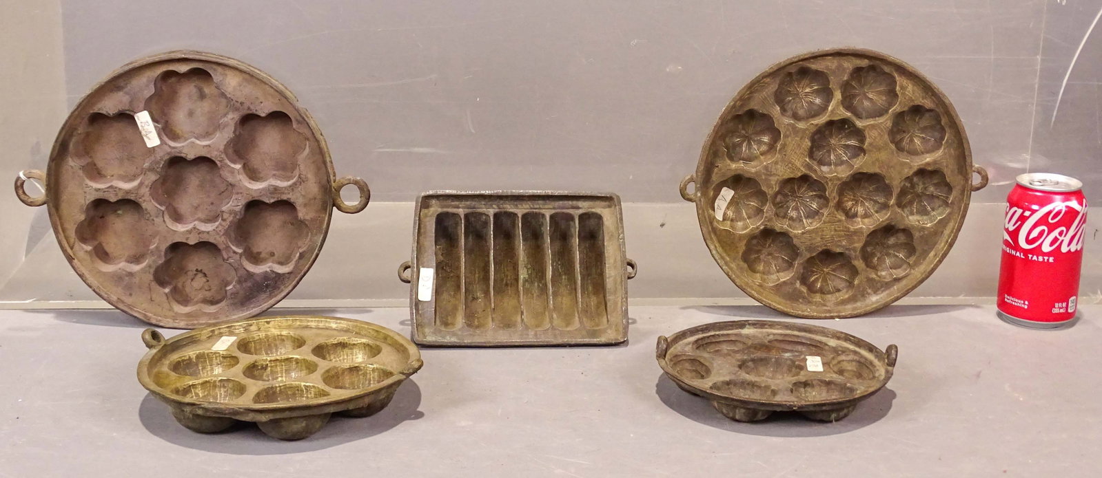 Misc. Lot: Misc. lot including: 5 bronze cookie/muffin/candy molds (largest 9" L.).