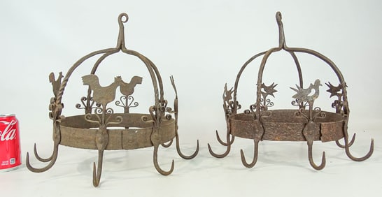 Two Iron Crown Hook Racks