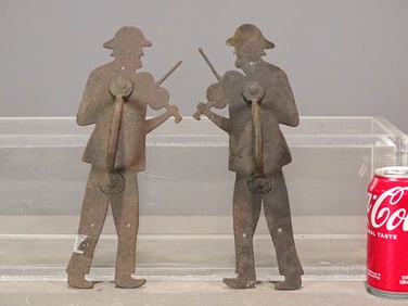 Pair Iron Folk Art Door Handles
