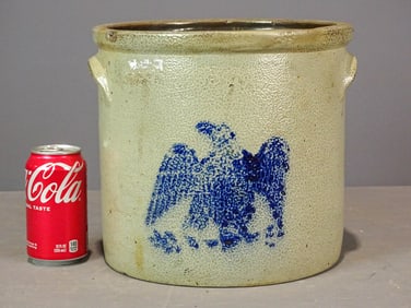 19th c. Stoneware Eagle Decorated Crock