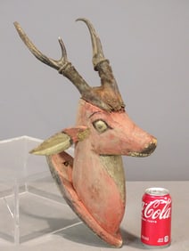 Folk Art Carved Deer Head