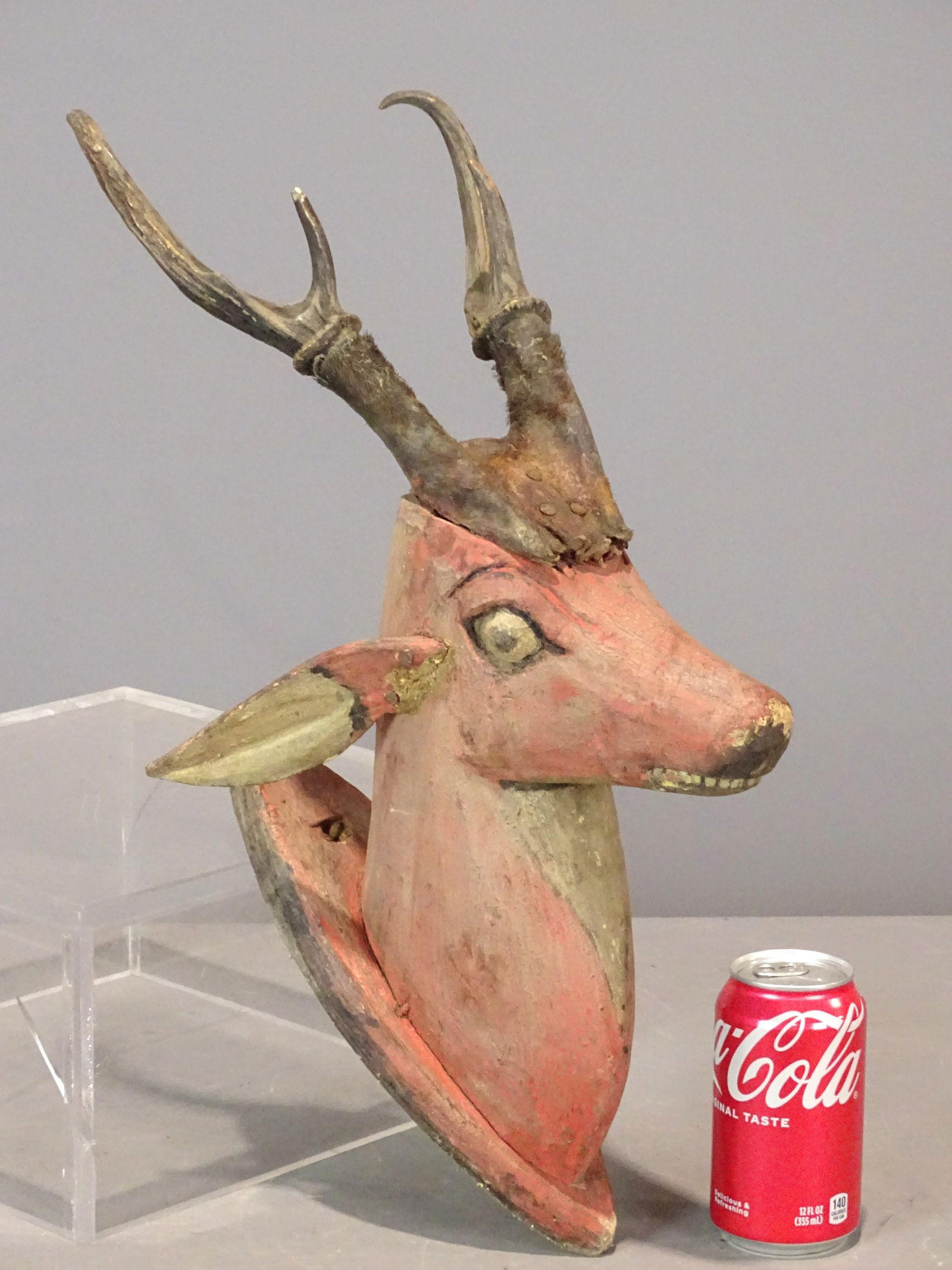 Folk Art Carved Deer Head (1 of 6)
