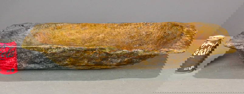 Carved Wooden Bowl: 19th c. carved wooden bowl. 29" x 16" x 5" Ht..